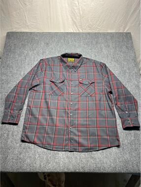 Dixxon Flannel Co The Equalizer Plaid Shirt Mens Size 4XL Gray Red D-Tech Poly